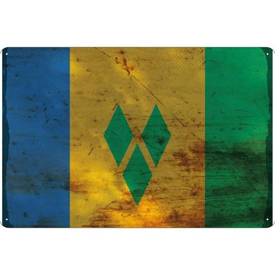 vianmo Blechschild Wandschild 30x40 cm Saint Vincent Grenadinen Fahne Flagge