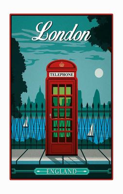 Blechschild 18x12 cm - London red Telephone England Telefon