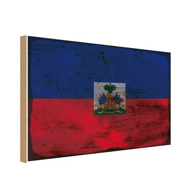 vianmo Holzschild Holzbild 20x30 cm Haiti Fahne Flagge