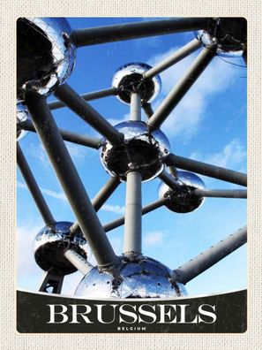 Holzschild 30x40 cm - Brüssel Belgien Atomium Chemie