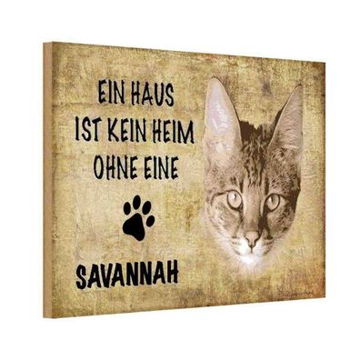 vianmo Holzschild 18x12 cm Tier Savannah Katze ohne kein Heim