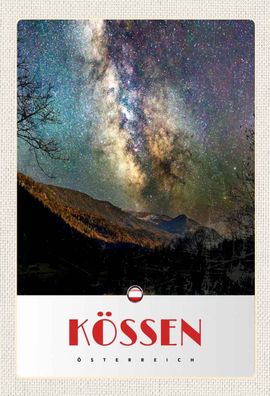 Holzschild 20x30 cm - Kössen Österreich Himmel Sterne Abend
