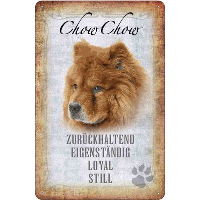 Blechschild 20x30 cm - Chow Chow Hund loyal Geschenk