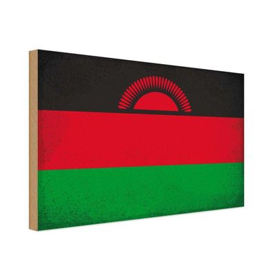 vianmo Holzschild Holzbild 18x12 cm Malawi Fahne Flagge
