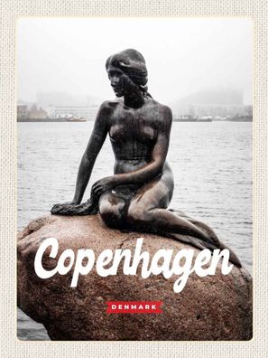 Blechschild 30x40 cm - Copenhagen Denmark Meerjungfrau