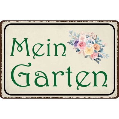 vianmo Blechschild 18x12 cm gewölbt Haus Garten mein Garten Geschenk Metal