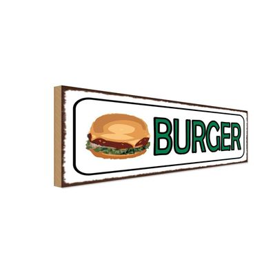 vianmo Holzschild 27x10 cm Essen Trinken Burger Fast Food