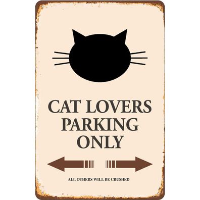 Blechschild 20x30 cm - cat lovers parking only Katze
