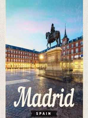 Blechschild 30x40 cm - Madrid Spain Stadt Sonnenuntergang
