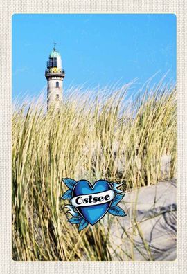 Blechschild 20x30 cm - Ostsee Strand Sand Leuchtturm