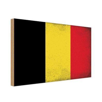 vianmo Holzschild Holzbild 18x12 cm Belgien Fahne Flagge