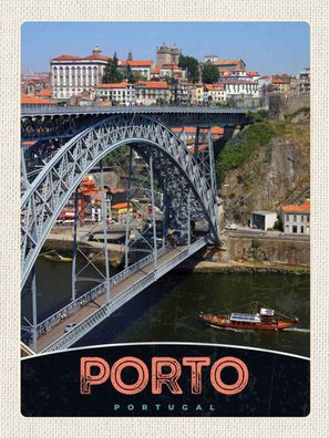 vianmo Holzschild 30x40 cm Stadt Porto Portugal Europa Brücke