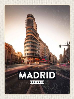 Blechschild 30x40 cm - Madrid Die Calle Gran Vía Shopping