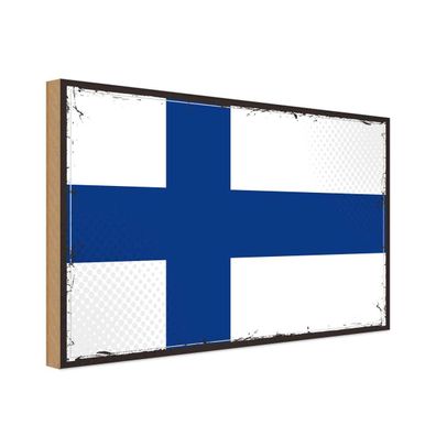 vianmo Holzschild Holzbild 30x40 cm Finnland Fahne Flagge