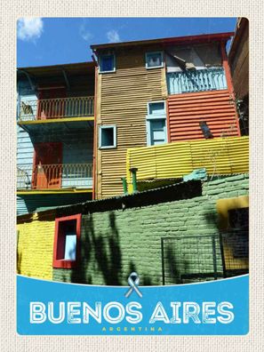 Holzschild 30x40 cm - Buenos Aires Argentinien Häuser