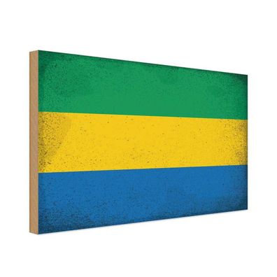 vianmo Holzschild Holzbild 20x30 cm Gabun Fahne Flagge