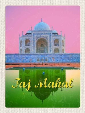 Blechschild 30x40 cm - Indien Asien Taj Mahal Agra Yamuna
