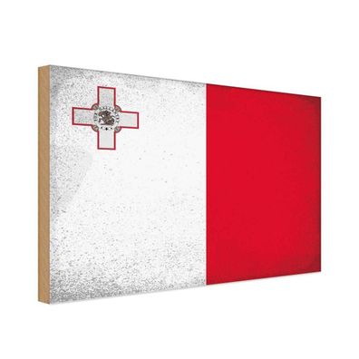 vianmo Holzschild Holzbild 20x30 cm Malta Fahne Flagge
