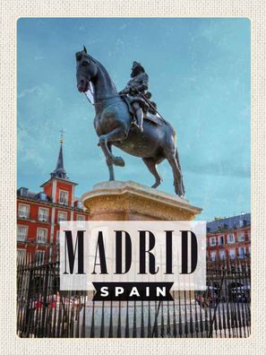 vianmo Holzschild 30x40 cm Stadt Madrid Spanien Panorama