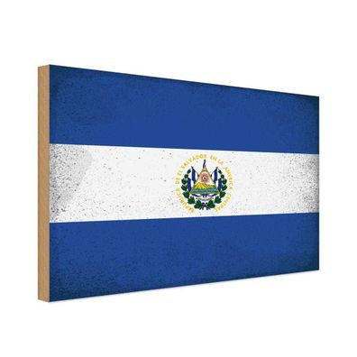 vianmo Holzschild Holzbild 20x30 cm El Salvador Fahne Flagge