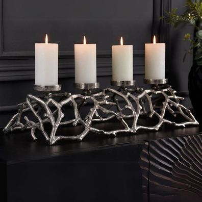 Stilvoller Kerzenständer Candela 60cm silber Aluminium Kerzenhalter