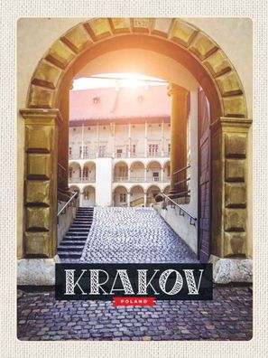 Blechschild 30x40 cm - Krakow Polen Eingang Gebäude Stadt