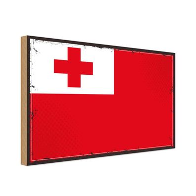 vianmo Holzschild Holzbild 30x40 cm Tonga Fahne Flagge