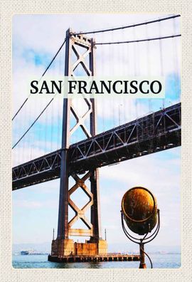 Blechschild 20x30 cm - San Francisco Alcatraz Brücke Meer