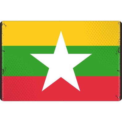 vianmo Blechschild Wandschild 30x40 cm Myanmar Fahne Flagge