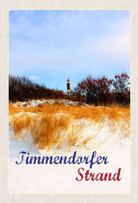 Holzschild 20x30 cm - Timmendorfer Strand Leuchtturm rot