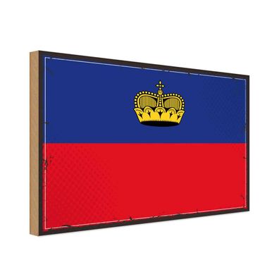 vianmo Holzschild Holzbild 30x40 cm Liechtenstein Fahne Flagge