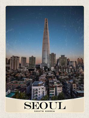 Holzschild 30x40 cm - Seoul Süd Korea Wolkenkratzer Stadt