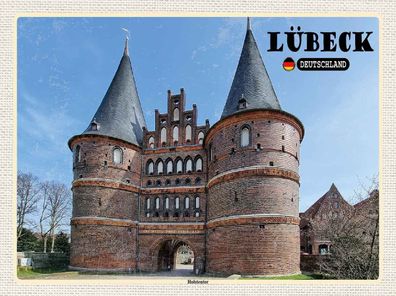 vianmo Holzschild 30x40 cm Stadt Lübeck Deutschland Holstentor