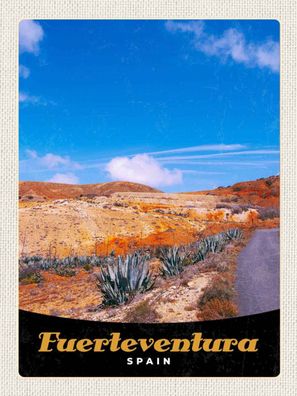Holzschild 30x40 cm - Fuerteventura Spanien Wüste Gebirge
