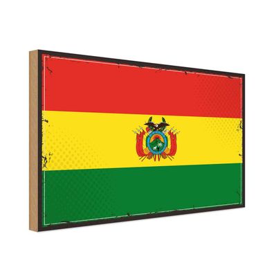 vianmo Holzschild Holzbild 30x40 cm Bolivien Fahne Flagge
