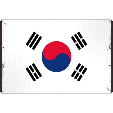 Blechschild Wandschild Metallschild 20x30 cm - Südkoreas Flag South Korea