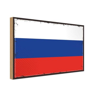 vianmo Holzschild Holzbild 18x12 cm Russland Fahne Flagge
