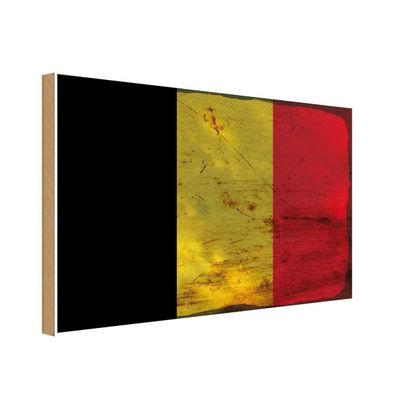 vianmo Holzschild Holzbild 30x40 cm Belgien Fahne Flagge