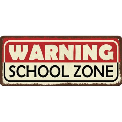 vianmo Blechschild 27x10 cm gewölbt Warnung Warning school Zone Schule