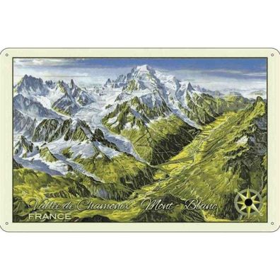 Blechschild 18x12 cm - France Vallee de Chamonix Mont Blanc