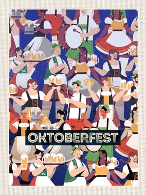Blechschild 30x40 cm - Oktoberfest Trommel Tanzen Trinken
