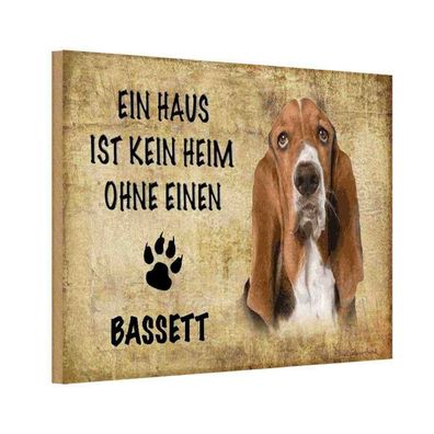 vianmo Holzschild 18x12 cm Tier Bassett Hund ohne kein Heim