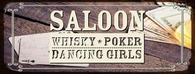 Blechschild 27x10 cm - Saloon Whisky Poker Dancing