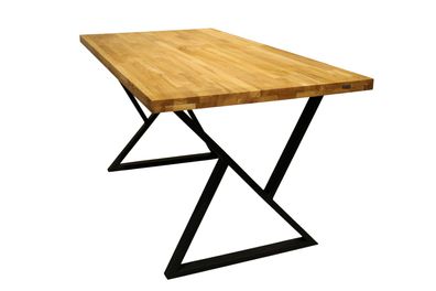 Holz4Home Tischplatte Eiche massiv aufgedoppelt mit Gestell