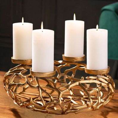 Stilvoller Kerzenständer Kranz Candela 38cm gold Aluminium Kerzenhalter