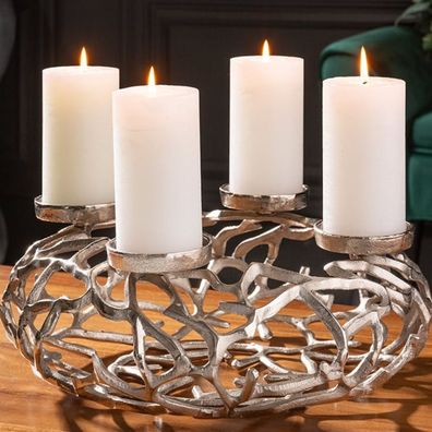 Stilvoller Kerzenständer Kranz Candela 38cm silber Aluminium Kerzenhalter