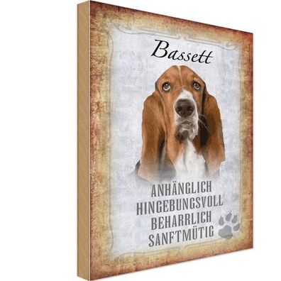vianmo Holzschild 20x30 cm Tier Bassett Hund Geschenk Metal