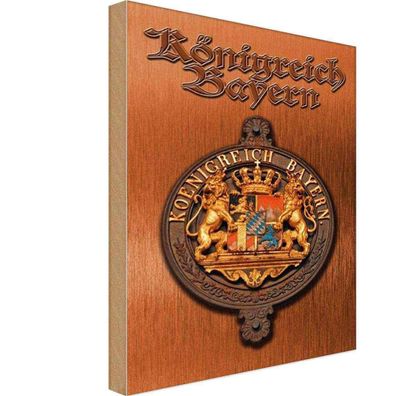 Holzschild 20x30 cm - Königreich Bayern Wappen