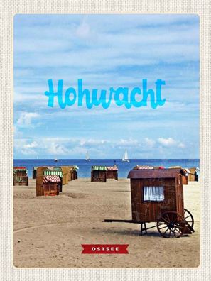 Blechschild 30x40 cm - Hochwacht Ostsee Strandkorb Meer Boote