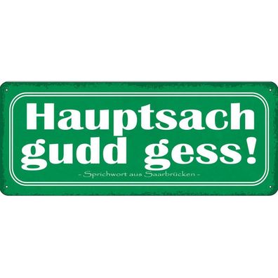 vianmo Blechschild 27x10 cm gewölbt Deutschland Saarland hauptsach gudd gess